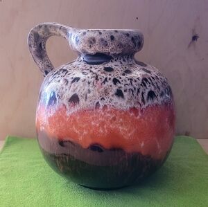 Handcrafted Ceramic Jug - Orange and Brown